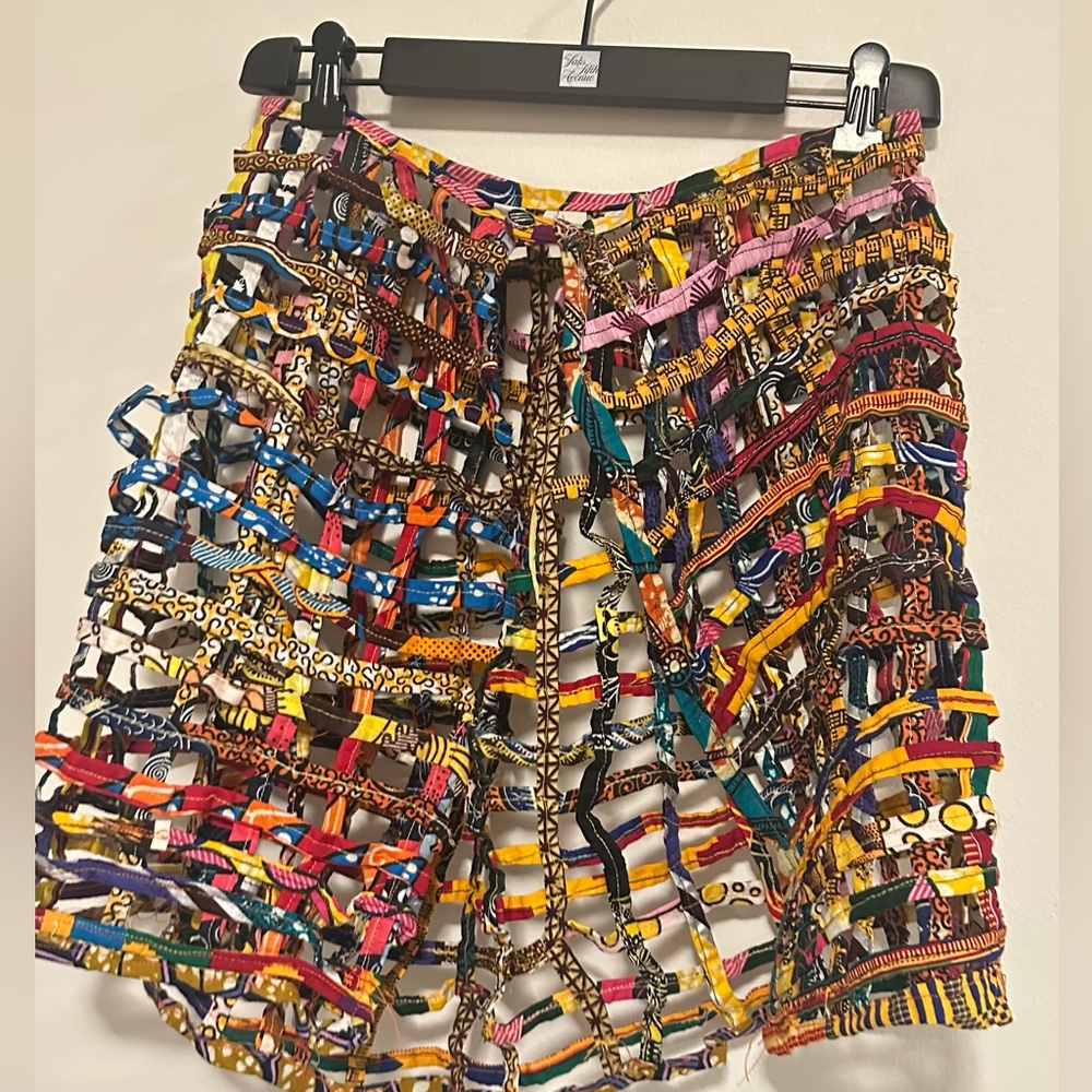 Colorful Ankara Basket Weave Net Skirt 
Handmade West Africa